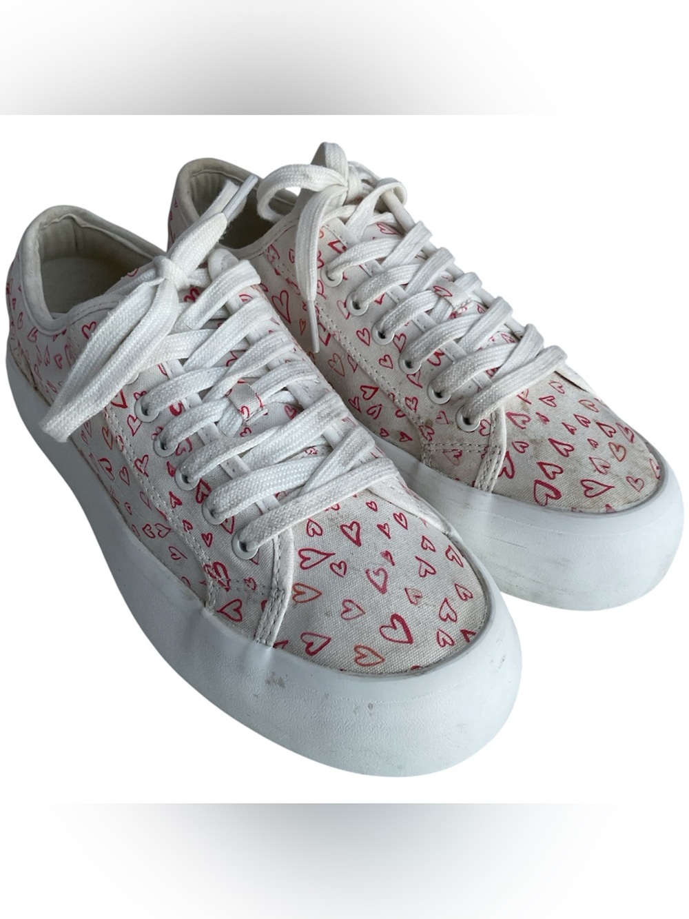 Joie Platform Chunky Heart Canvas Sneakers Women’s Size 7.5
